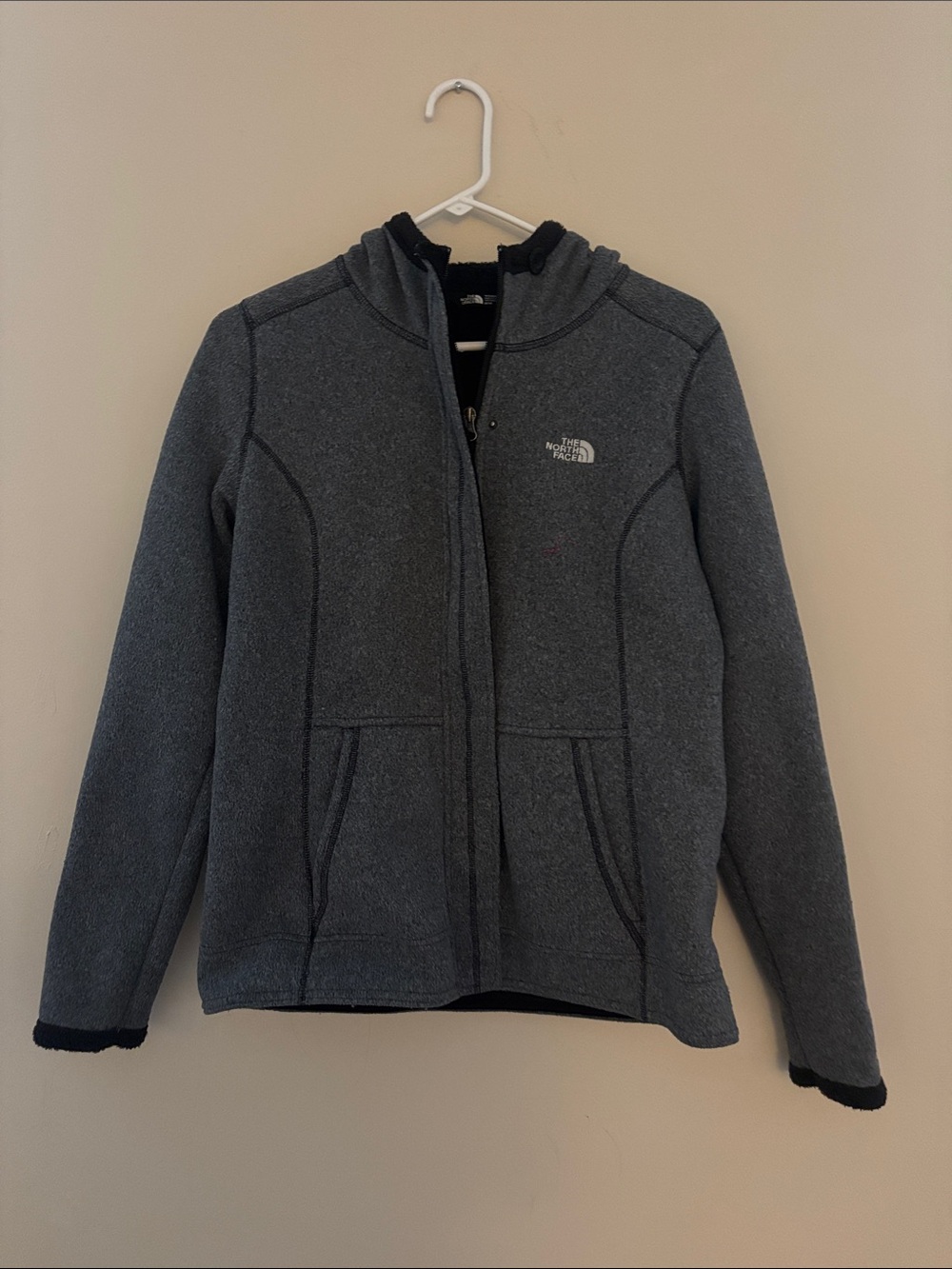 The North Face Dark Gray Hooded Fleece Zip Jacket